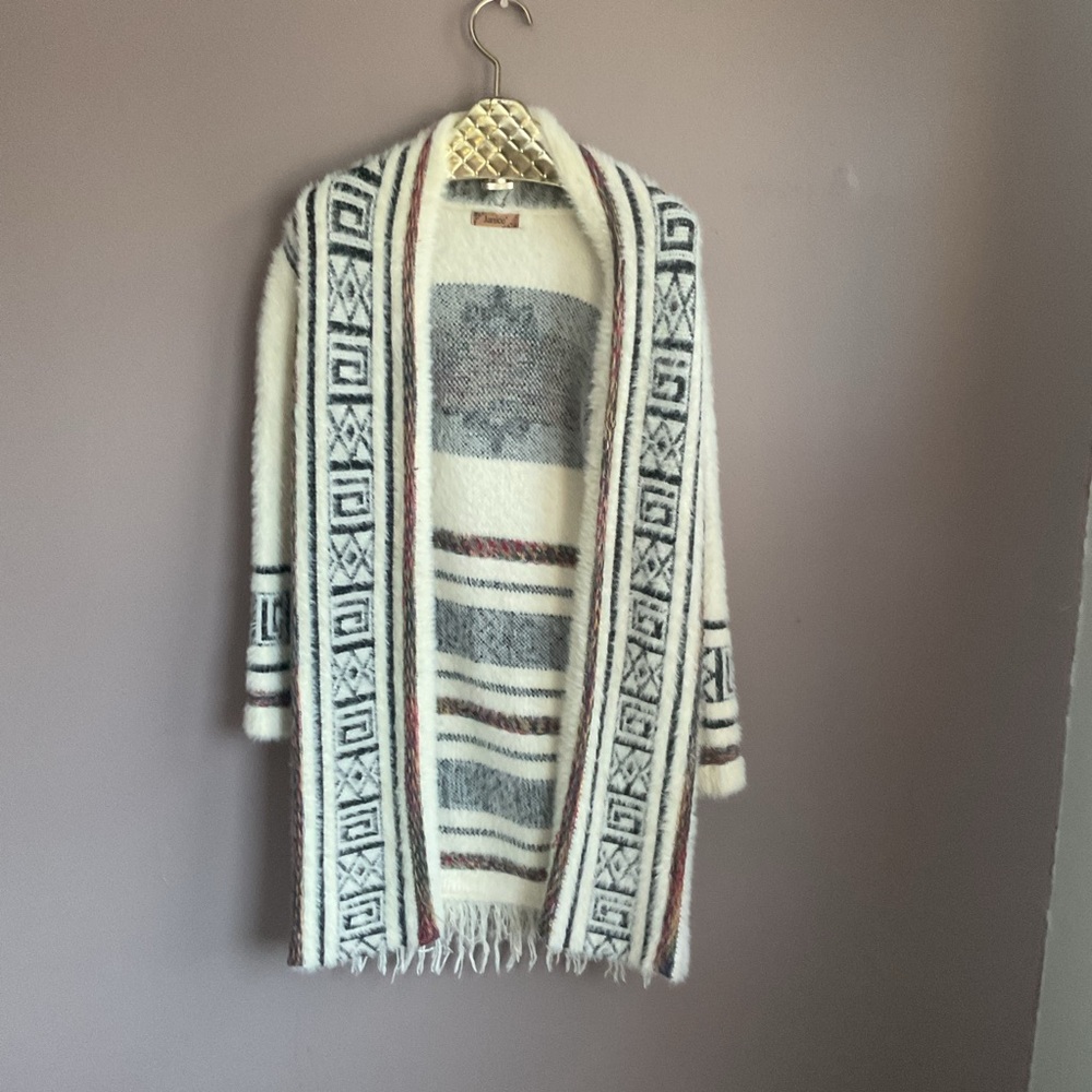 Janice Apparel Vintage Aztec Boho Pattern Long Duster Cardigan, Medium - Picture 6 of 8